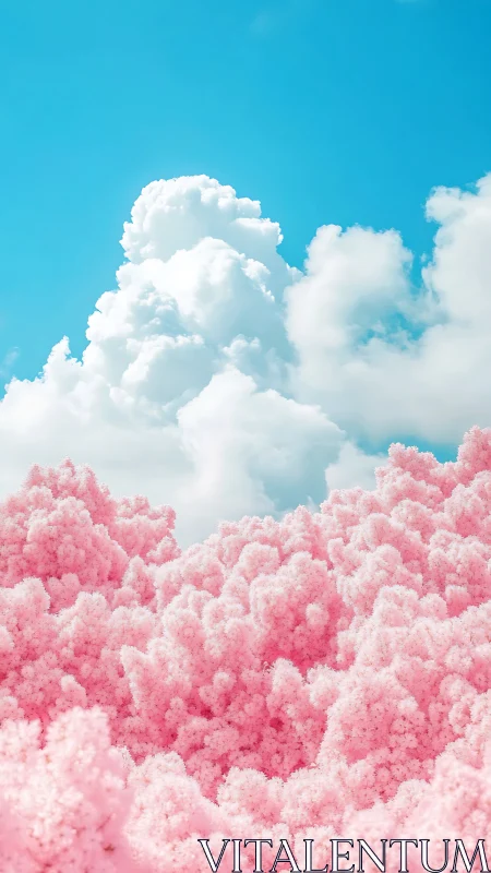 Cotton candy bloomscape under towering summer clouds.