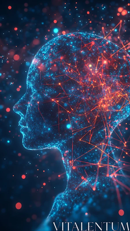 Digital human profile with neural network connections visualized.