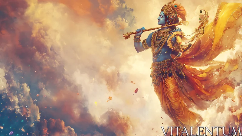 Celestial flute song drifting through golden swirling clouds.