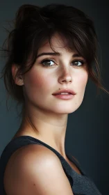 Portrait captures young woman with soft light and calm gaze