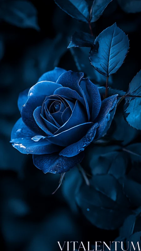 Midnight Blue Rose in Twilight.