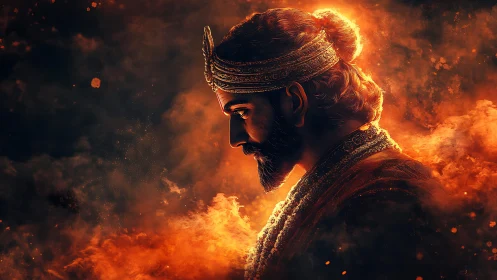 Ember crowned monarch in a storm of molten twilight fire.