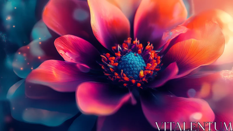 Luminous Magenta Flower with Radiant Stamen Center