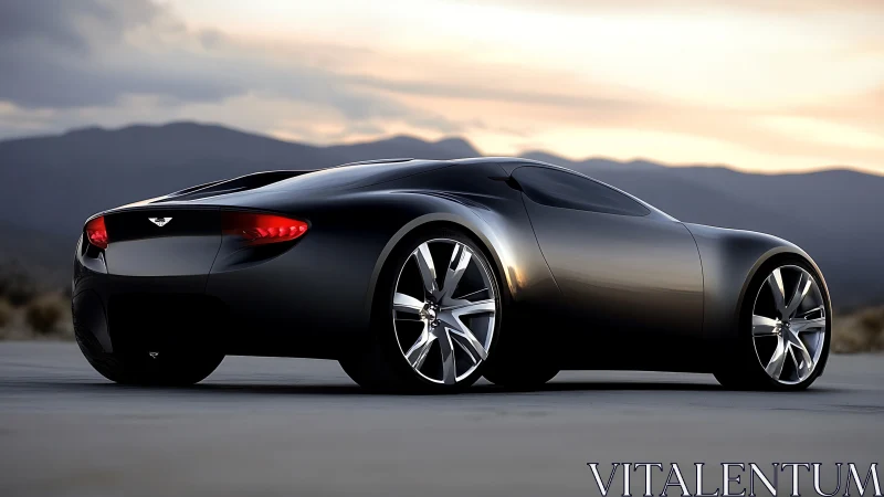 Midnight concept coupe stalking the desert horizon road.