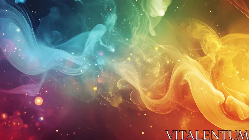 Chromatic nebula ribbons swirl like dreaming cosmic smoke