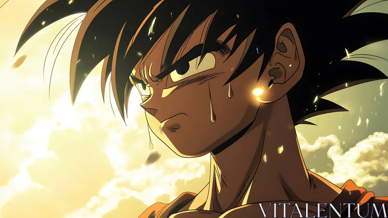 Side profile of anime character in warm backlit environment