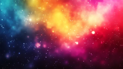 Vibrant multicolor nebula glows across deep star field