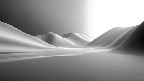 Monochrome dunes curve under high contrast horizon light.