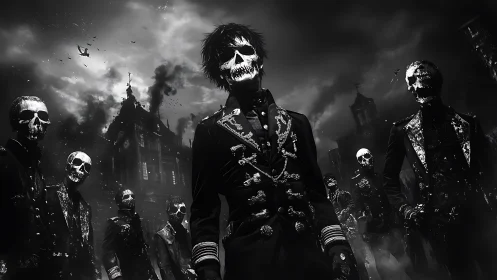 Midnight skeleton officers claim a ruined gothic citadel