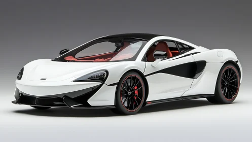 Sleek white sports car glides forward with bold, modern style