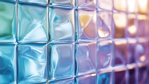 Abstract close-up of textured glass tiles with vibrant colors.