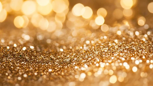 Golden glitter sparkles softly in a warm, dreamy glow