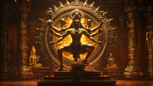 Photorealistic Nataraja sculpture under cinematic temple lighting.