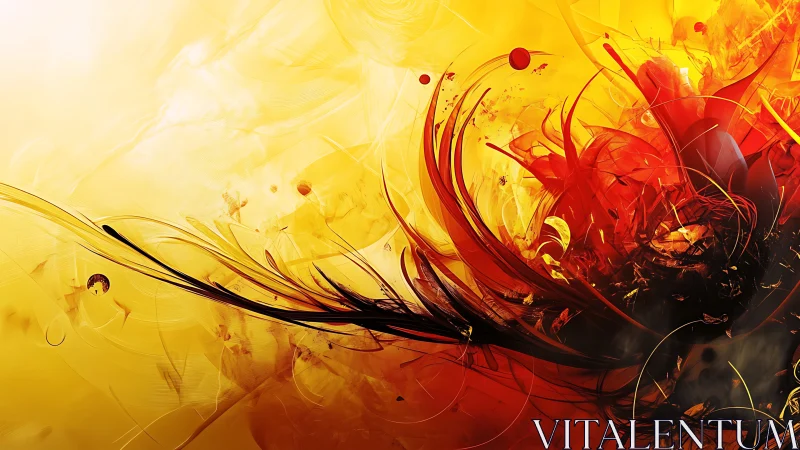 Abstract digital flames sweep across yellow to red field