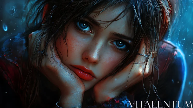 Rainy day reverie with a thoughtful blue eyed dreamer.