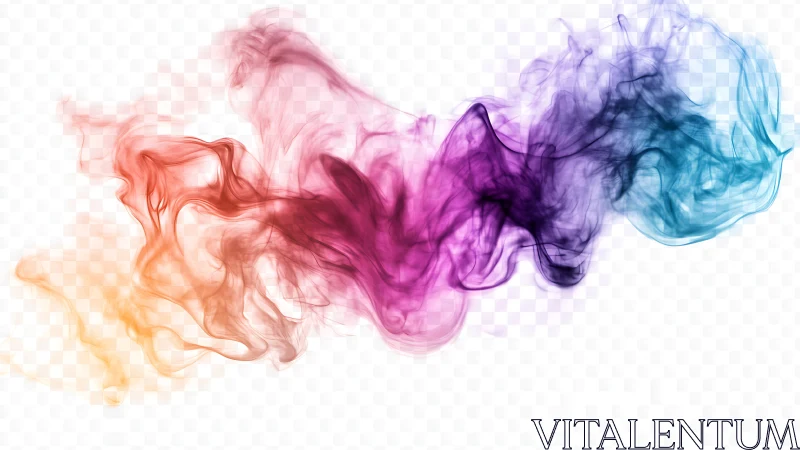 Multicolor translucent smoke wave on transparent backdrop.