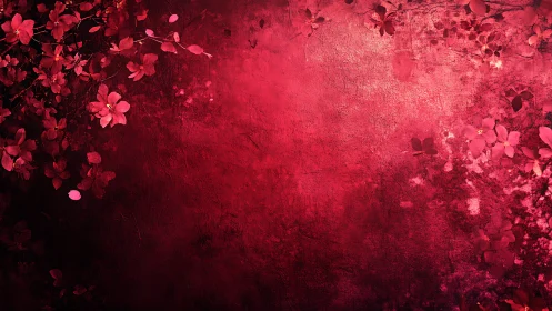 Red Floral Background with Textured Gradient Surface.