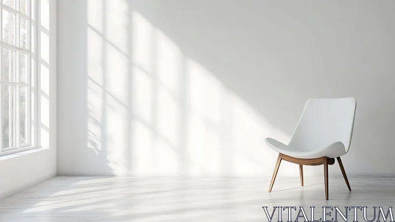 Minimalist lounge chair in high-key natural window light