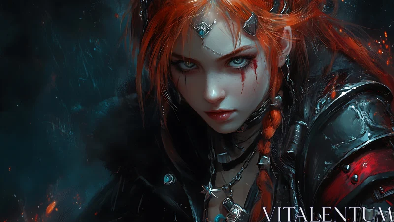 Battle-hardened warrior portrait with cinematic rim lighting and armor