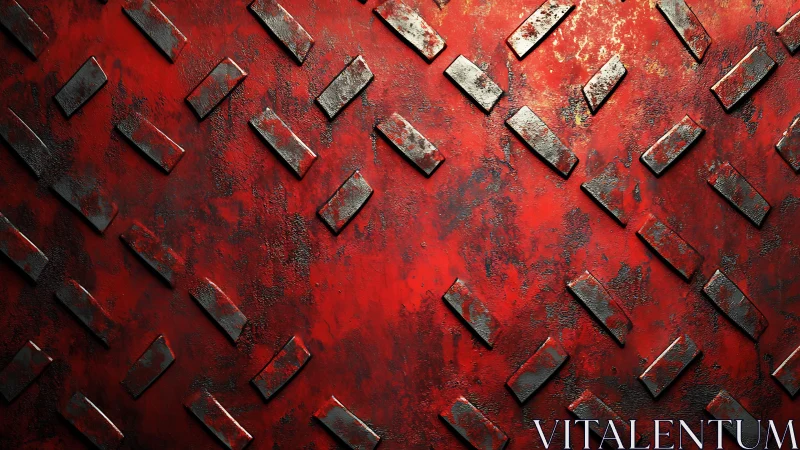 Grunge Red Diamond Plate Metal Texture with Industrial Style.