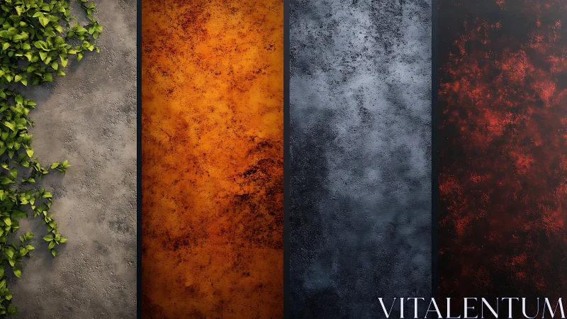 Four textured panels evoke elemental contrast and balance.