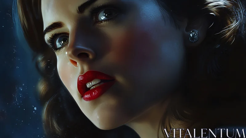 Noir closeup portrait with cinematic blue rim light.