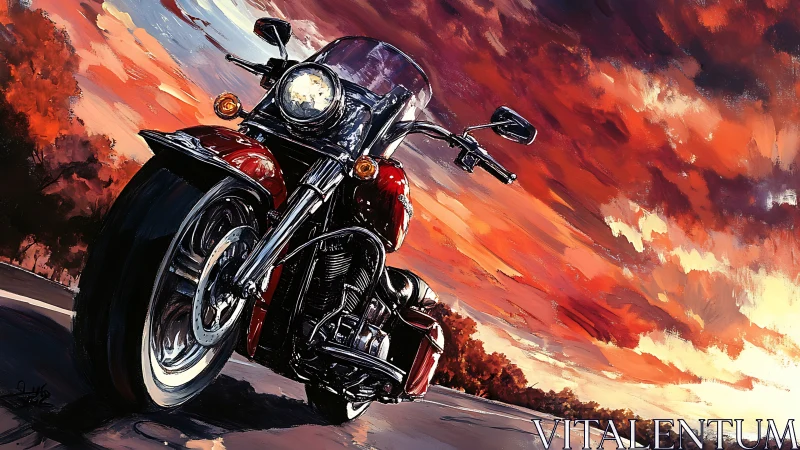 Sunset highway motorcycle ready for a bold open road ride.