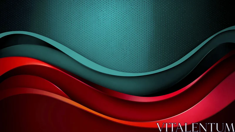 Curved layered bands intersect against textured teal backdrop