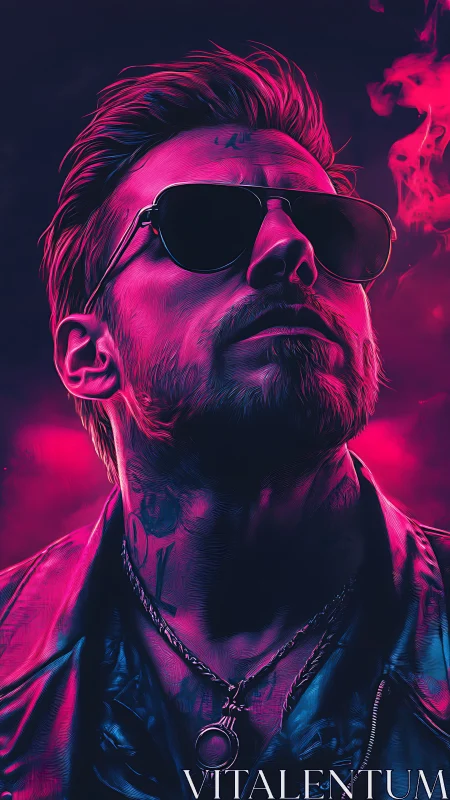 Neon cyberpunk rebel in magenta rim light portrait.