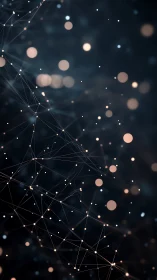 Glowing network nodes over dark abstract data field.