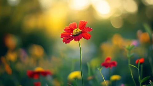 Radiant Red Gerbera Daisy Blooms in a Sunlit Garden