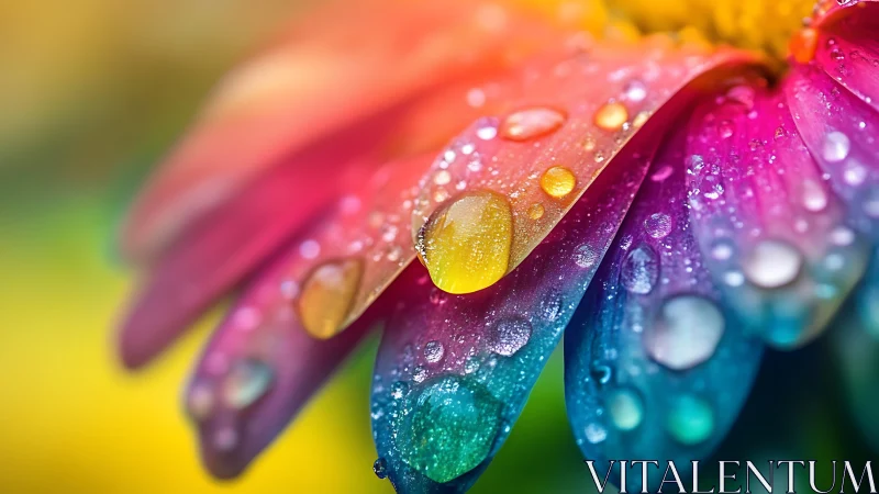 Colorful Petals with Water Droplets.