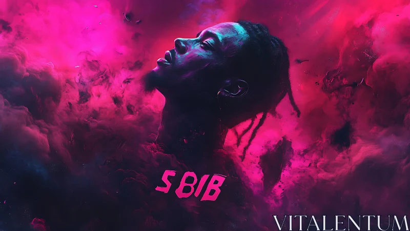 Neon storm halo crowns a dreamer in electric magenta haze.