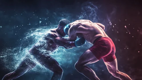 Boxer Unleashes Power Punch with Luminous Energy Effect.