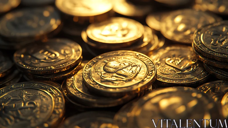 Stacked gold coins in shallow focus under warm light.