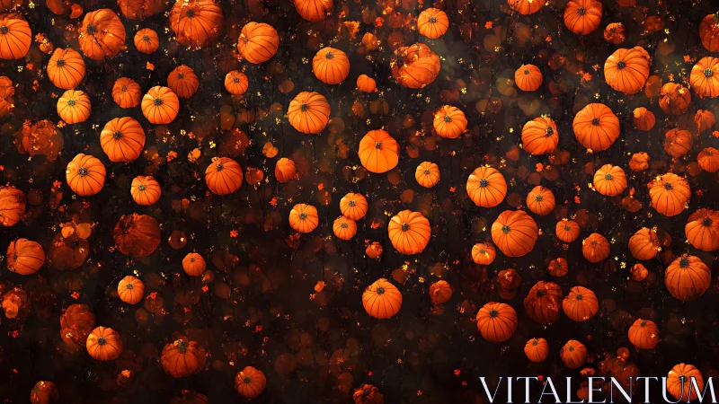 Glowing pumpkins drift in a cozy, lanternlike autumn night