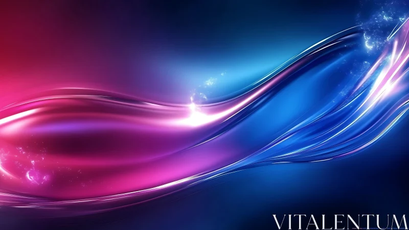 Curved magenta and blue light bands cross a dark gradient field