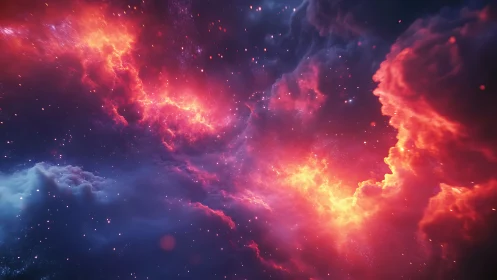 Radiant cosmic clouds glow gently in a dreamy night sky
