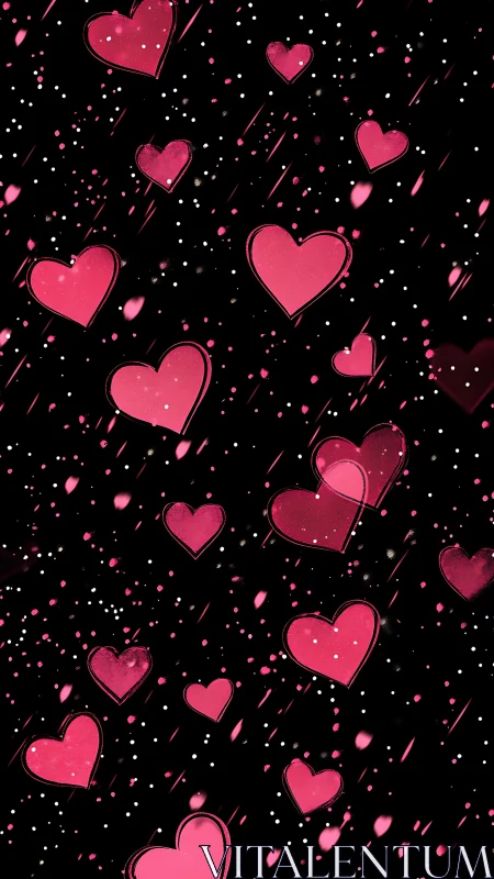 Neon Hearts Dynamic Animation: Luminescent Romance Against Black.