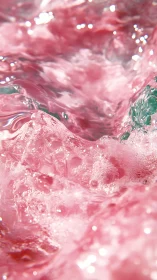 Shimmering pink waves swirl in a playful, fizzy rush