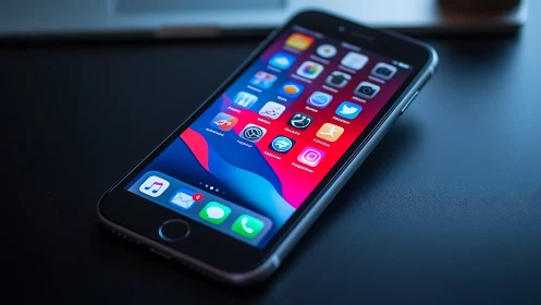 iPhone Home Screen Interface: Vibrant App Ecosystem Display.