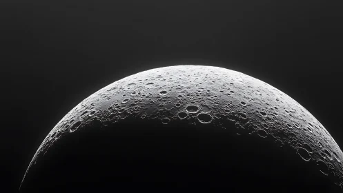 Lunar crescent terminator with high-relief crater field detail.