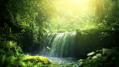 Emerald Cathedral: Where Sunlit Waters Dance Through Verdant Sanctuary.