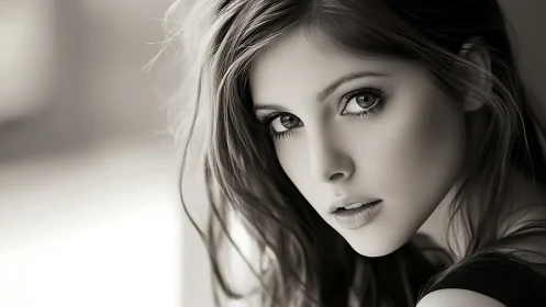 Velvet gaze in monochrome hush, poised between thoughts.