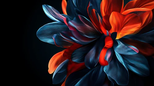 Synthetic flower with layered petals rendered in high contrast colors.