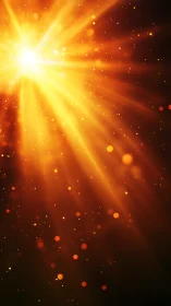 Intense radial light source with dispersed orange particles.