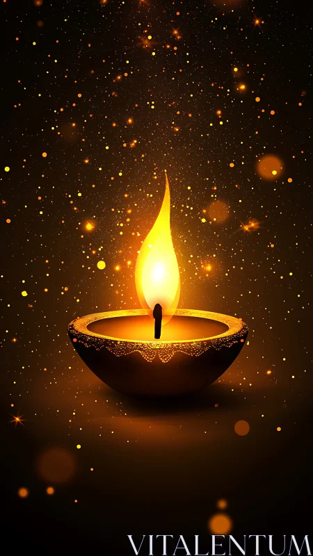 Gentle golden diya glow warming the quiet evening sky.