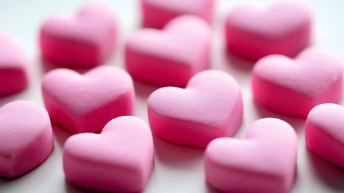 Pink Heart Candies in Soft Focus Arrangement.