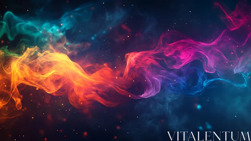 Multicolor nebular plasma ribbon swirling across deep space