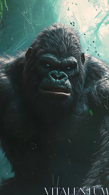 Colossal cyber-jungle gorilla rendered in cinematic 3D detail